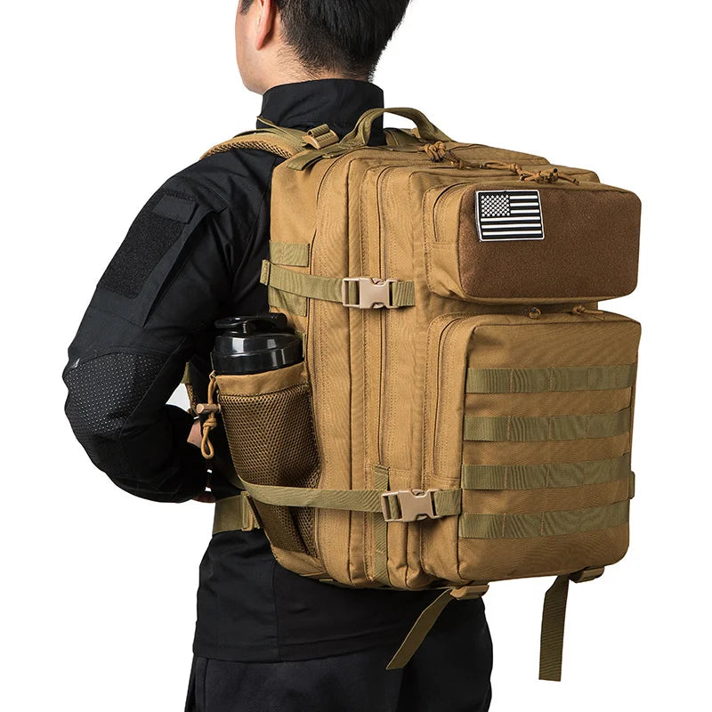 45L Tactical Backpack Molle System Men's Outdoor Hiking Rucksack with Bottle Holder EDC GYM Hunting Bag for Survival