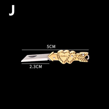 5cm Acrylic Mini Folding Knife Pendant Brass Wood Keychains Sharp Small Blade Portable Hanging Outdoor Camping Unboxing Knife