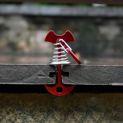 5pcs Fish Bone Shaped Tent Pegs with Rope Buckles Camping Deck Floor Nails Spring Design Outdoor Adventure Essential Accessories