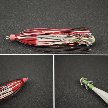 Ackibbik 5pcs Glow Squid Jig Hook Squid Umbrella Hook Shrimp Fishing Lures Saltwater Cuttlefish Octopus Lures