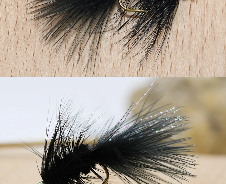 MNFT Black Beadhead Woolly Buggers (10 Pack)