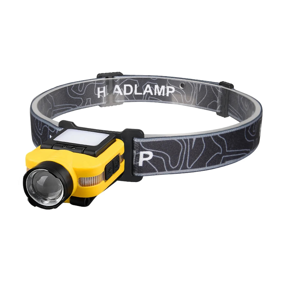 LED Headlamp Smart Sensor Cap Clip Light TPYE-C Rechargeable Flashlight  With Power Display Riding Fishing Camping Outdoor Torch