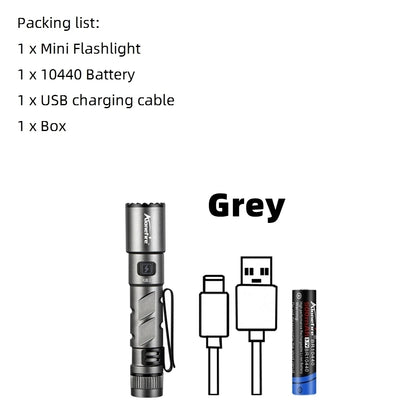 Zoom Mini EDC High Bright LED Pen Flashlight USB Rechargeable Magnet Small Torch Outdoor Camping Hiking Emergency Lighting Light