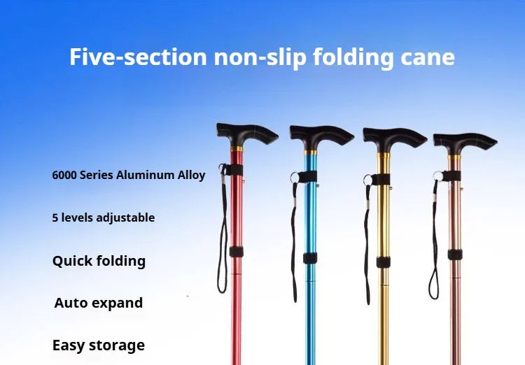 Multifunction Walking Stick Trekking Poles Telescopic Fold Crutches Hiking Stick Crutch Elderly Metal Stick Walking Cane Outdoor