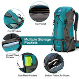 70L Mountaineering Bag Outdoor Sports Backpack Waterproof Hiking Backpack Camping Climbing Rucksack Travel Trekking Rucksack