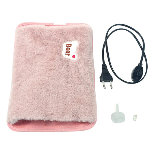 Electric Hot Water Bag Soft Winter Hand Warmer Reusable Bottle EU Plug Rechargeable Pocket