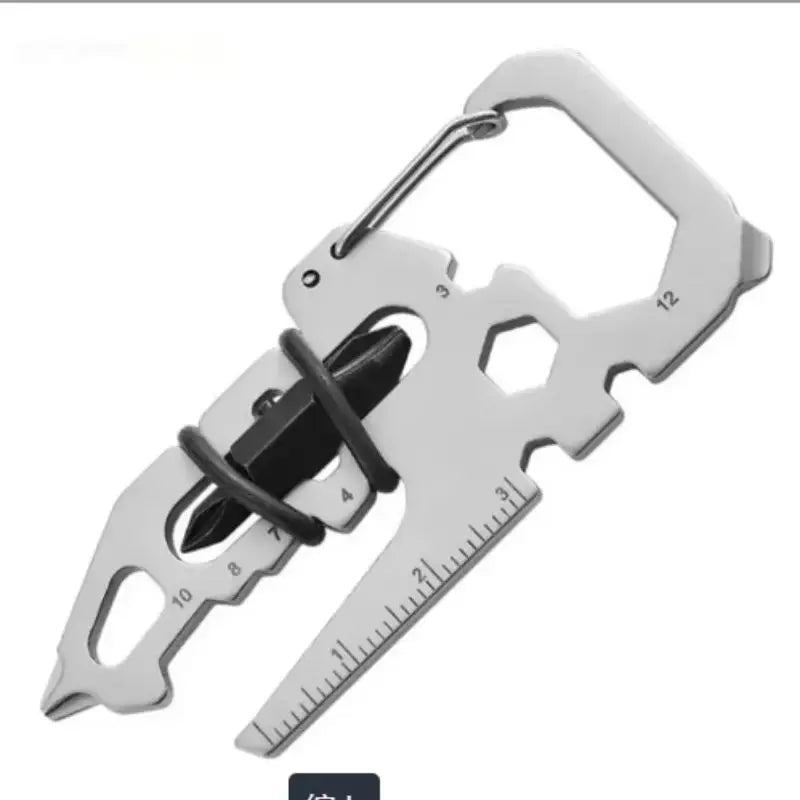 Stainless Steel Outdoor Tools CarabinerClip Bottle Opener Keychain RingMultifunction Card Tool campingClimbing Accessories