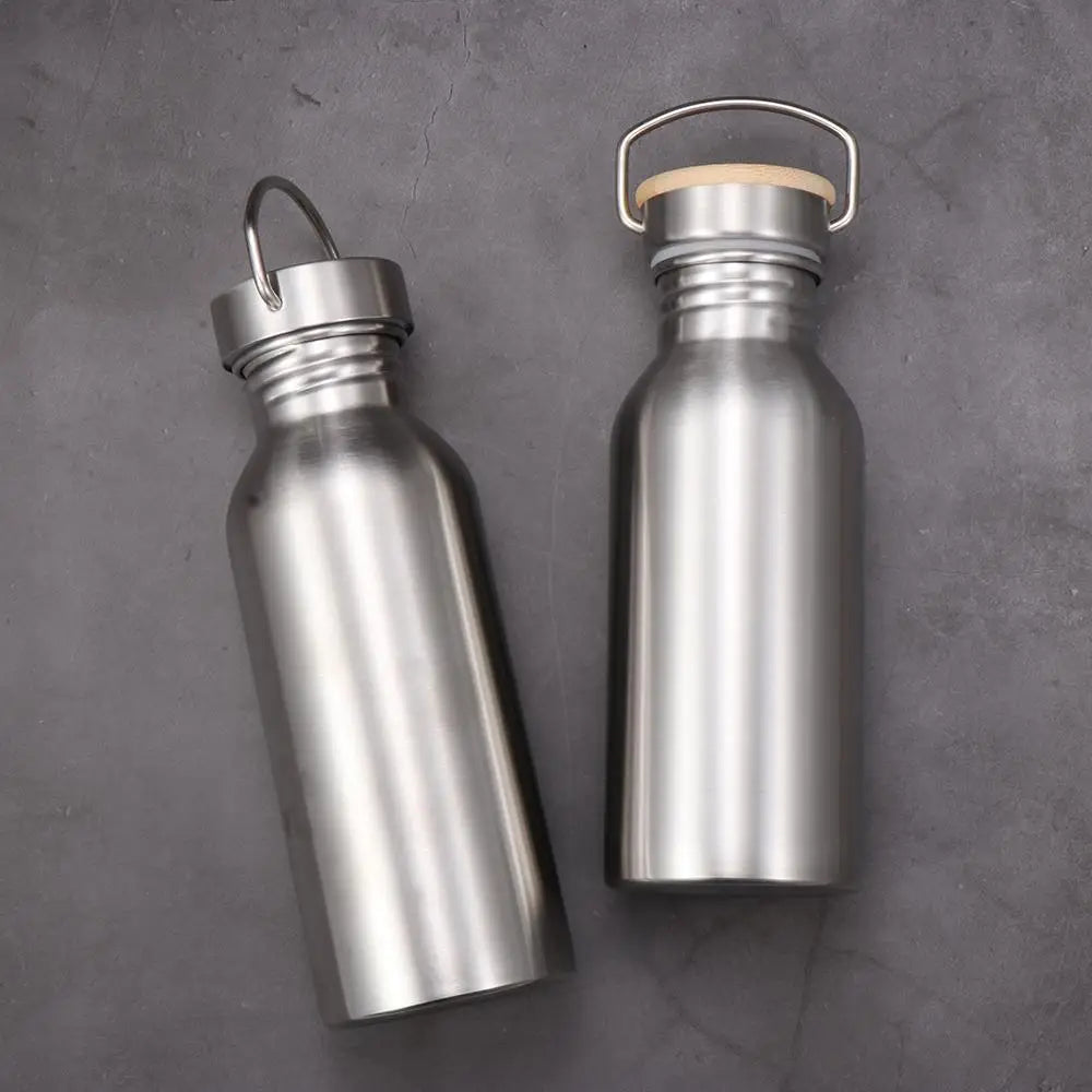 Portable Stainless Steel Bicycle Water Bottle Sports Fitness Single Walled Vacuum Insulated Metal Flask