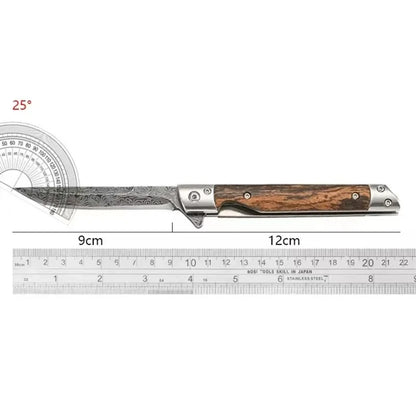 Mini Damascus Pattern Folding Pen Knife Outdoor Knife Pocket Knife Slim Blade Comfortable Grip Sharp Blade Gadgets