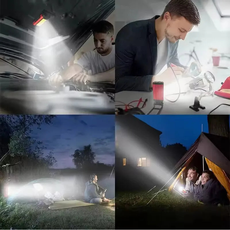 2026 New Magnetic COB Work Light USB Rechargeable LED Flashlight Portable Lantern Camping Light Type-C Power Bank Function Lamps
