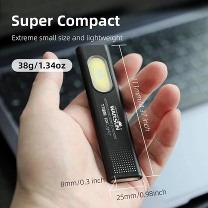 Warsun LED Keychain Flashlight  650Lm Portable Mini Torch Light Pocket Lantern Flood Work Light With Magnet