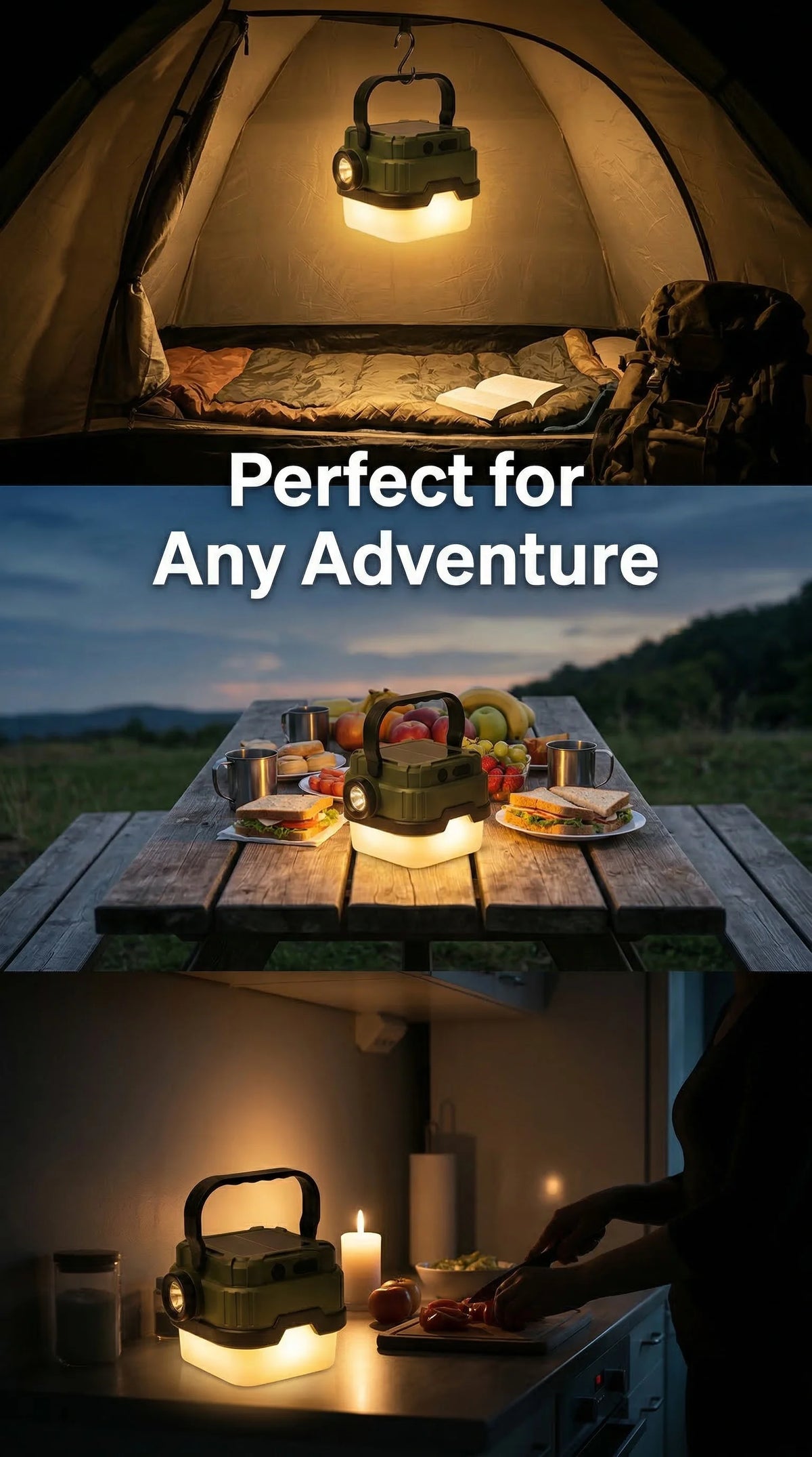 Solar Powered Camping Lantern with Ultra Long Battery Life for Outdoor Tent Emergency Lighting Home Use