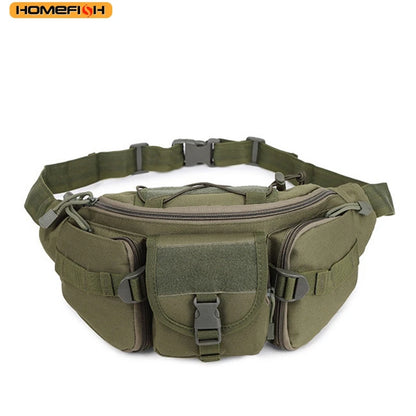 HOMEFISH Outdoor Waist Bag Men's Tactical Waterproof Molle Camouflage Hunting Hiking Climbing Nylon Mobile Phone Belt Pack