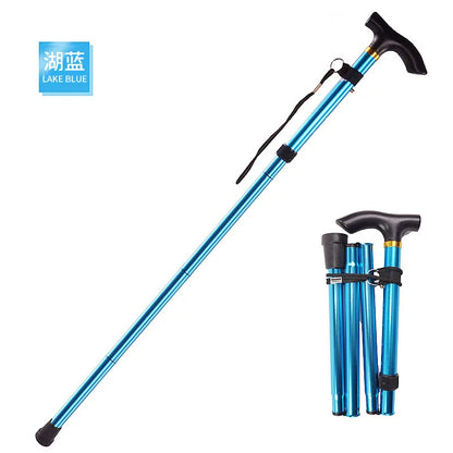 Multifunction Walking Stick Trekking Poles Telescopic Fold Crutches Hiking Stick Crutch Elderly Metal Stick Walking Cane Outdoor