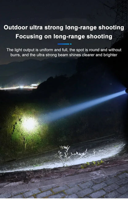 Rechargeable Outdoor Flashlight Portable Strong Light Waterproof Torch for Camping Walking Portable EDC Lighting Lamp