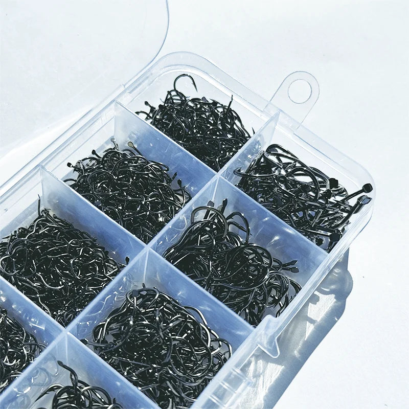 Carbon Steel Fishing Hook Assortment (300/500 Pack)