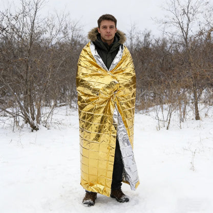 160*210cm Emergency Blanket Waterproof Keep Warm Blanket Camping Survival Tool Life Saving First Aid Insulation Tools  Gold