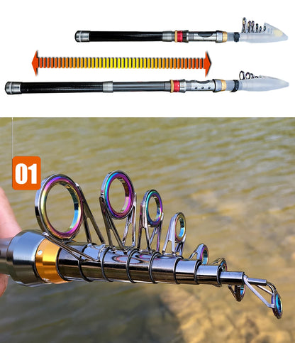 Carbon Fiber Telescopic Rod & Reel Combo (1.8 to 3.6m)