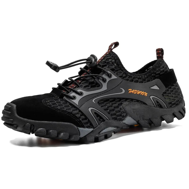 Men’s Outdoor Hiking Shoes – Anti-Slip Wear-Resistant Trekking & Jogging Sneakers (Breathable Trail Shoes, Khaki/Black/Brown/Gray)
