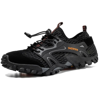 Men’s Outdoor Hiking Shoes – Anti-Slip Wear-Resistant Trekking & Jogging Sneakers (Breathable Trail Shoes, Khaki/Black/Brown/Gray)