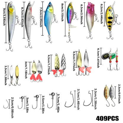 84/107pcs Fishing Lure Kit Soft and Hard Bait Set Gear Layer Metal Jig Spoon For Bass Pike Crank Tackle Accessories with Box
