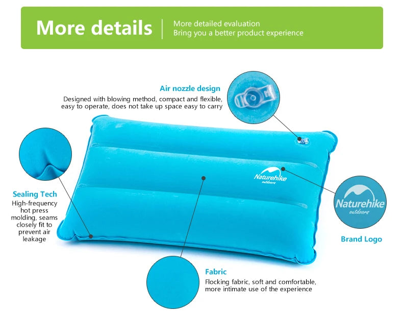 Naturehike Square Inflatable Pillow Outdoor Camping Hiking Ultralight Travel Portable Airplane Folding Pillows Soft Comfortable