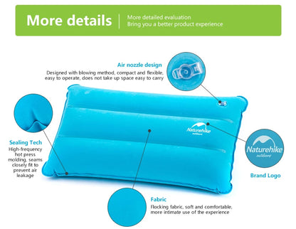 Naturehike Square Inflatable Pillow Outdoor Camping Hiking Ultralight Travel Portable Airplane Folding Pillows Soft Comfortable