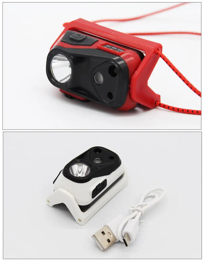 Mini Light Headlamp with Motion Sensor Front Head Light Rechargeable LED Headlight Fishing Camping Hiking Ultralight Headlight