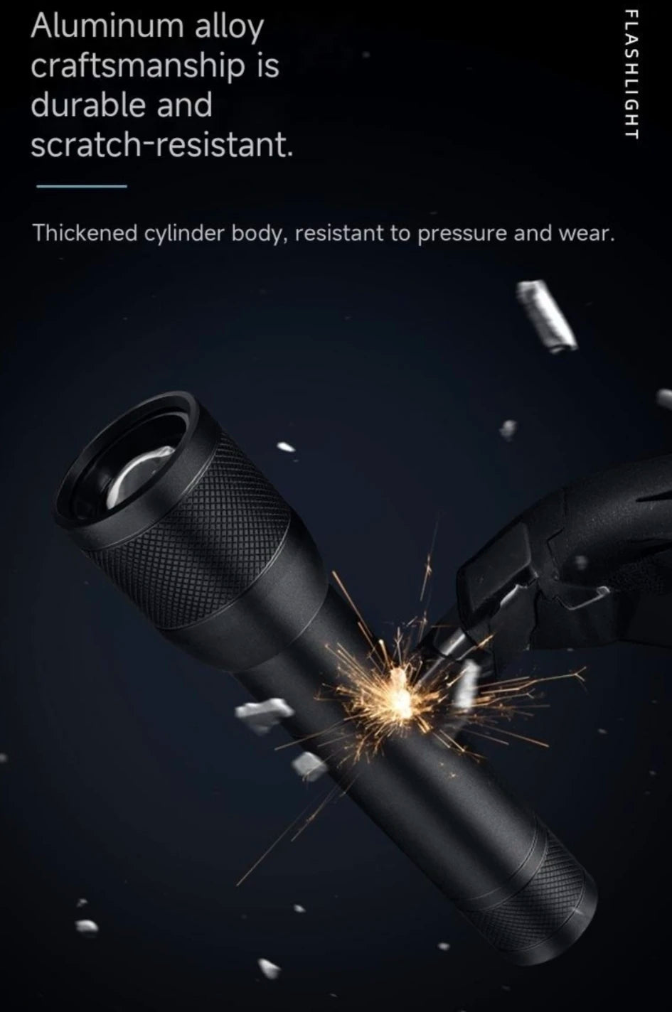 Super bright LED aluminum alloy flashlight Rechargeable torch Outdoor searchlight Portable camping light With telescopic zoom