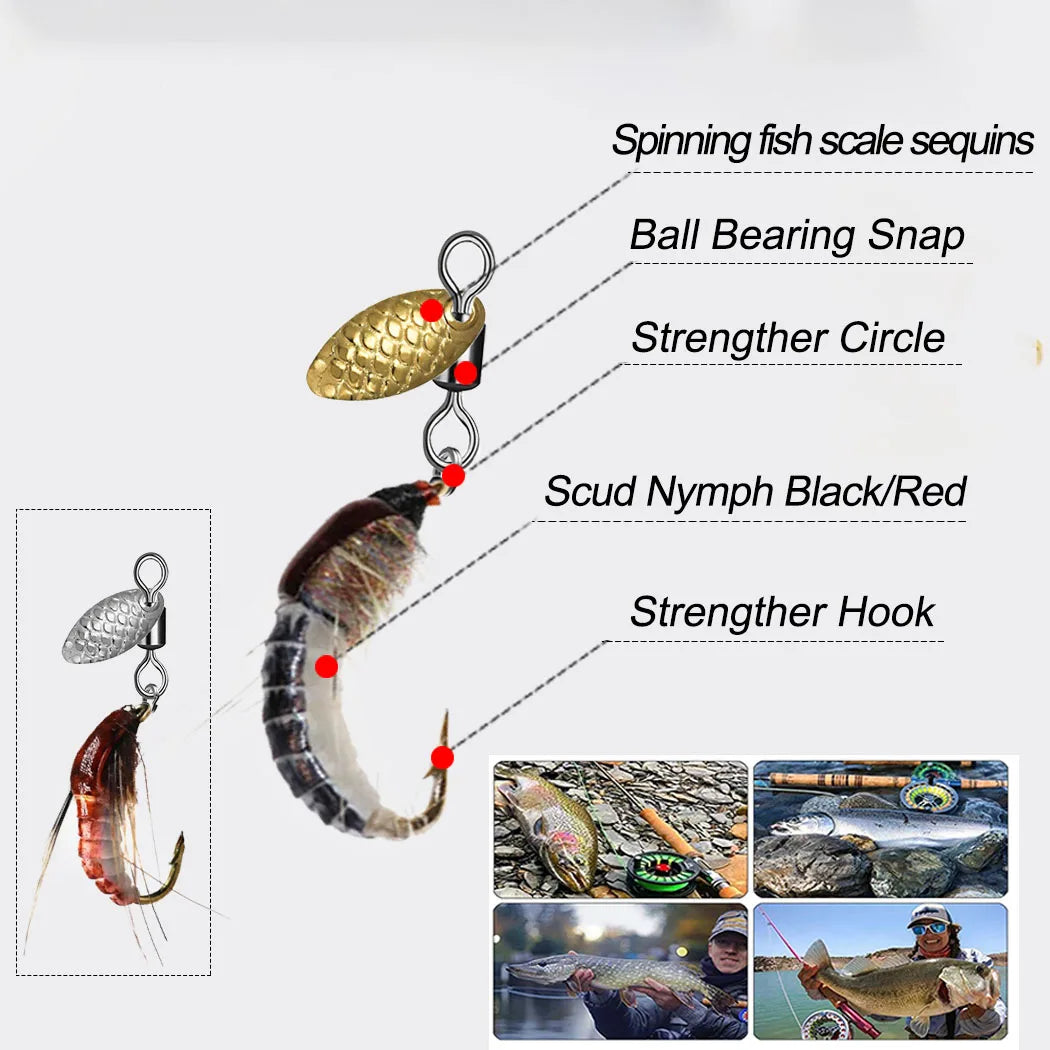 Sequin Scud Nymph Flies (6 or 12 Pack)