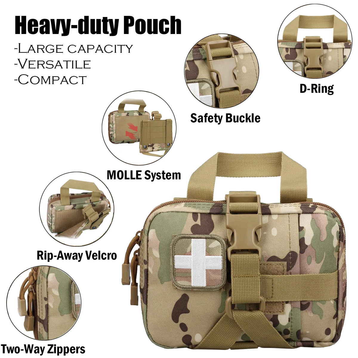 First Aid Bag Upgrade Tactical EMT Pouch Rip Away Molle Medical Kit IFAK Tear-Away Travel Outdoor Hiking Emergency Survival Kit
