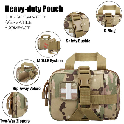 First Aid Bag Upgrade Tactical EMT Pouch Rip Away Molle Medical Kit IFAK Tear-Away Travel Outdoor Hiking Emergency Survival Kit