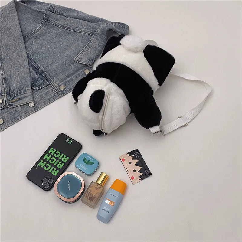 Backpacks Cute Cartoon Animals Shoulder Bags Stuffed Panda Phone Bags Children School Bags Girls Birthday Gift