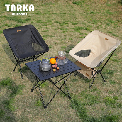 TARKA Ultralight Foldable Camping Chair Set - Portable Backpacking Moon Chairs for Garden Picnic Beach Fishing