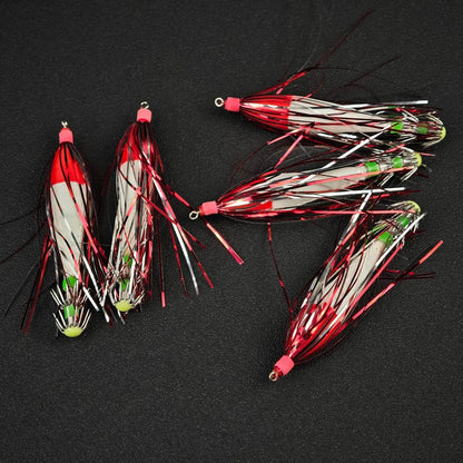 Ackibbik 5pcs Glow Squid Jig Hook Squid Umbrella Hook Shrimp Fishing Lures Saltwater Cuttlefish Octopus Lures