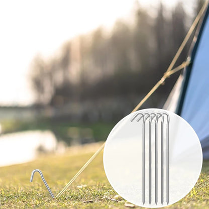 10 Pack Tent Pegs, Ropes and Hammer Set with Storage Bag, Heavy-Duty Aluminum Tent Stakes Floor Nails for Tent, Tarp, Canopy