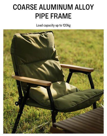 GERC Double Outdoor Aluminum Folding Chair Picnic Camping Portable Back Fishing Stool Kermit Chair