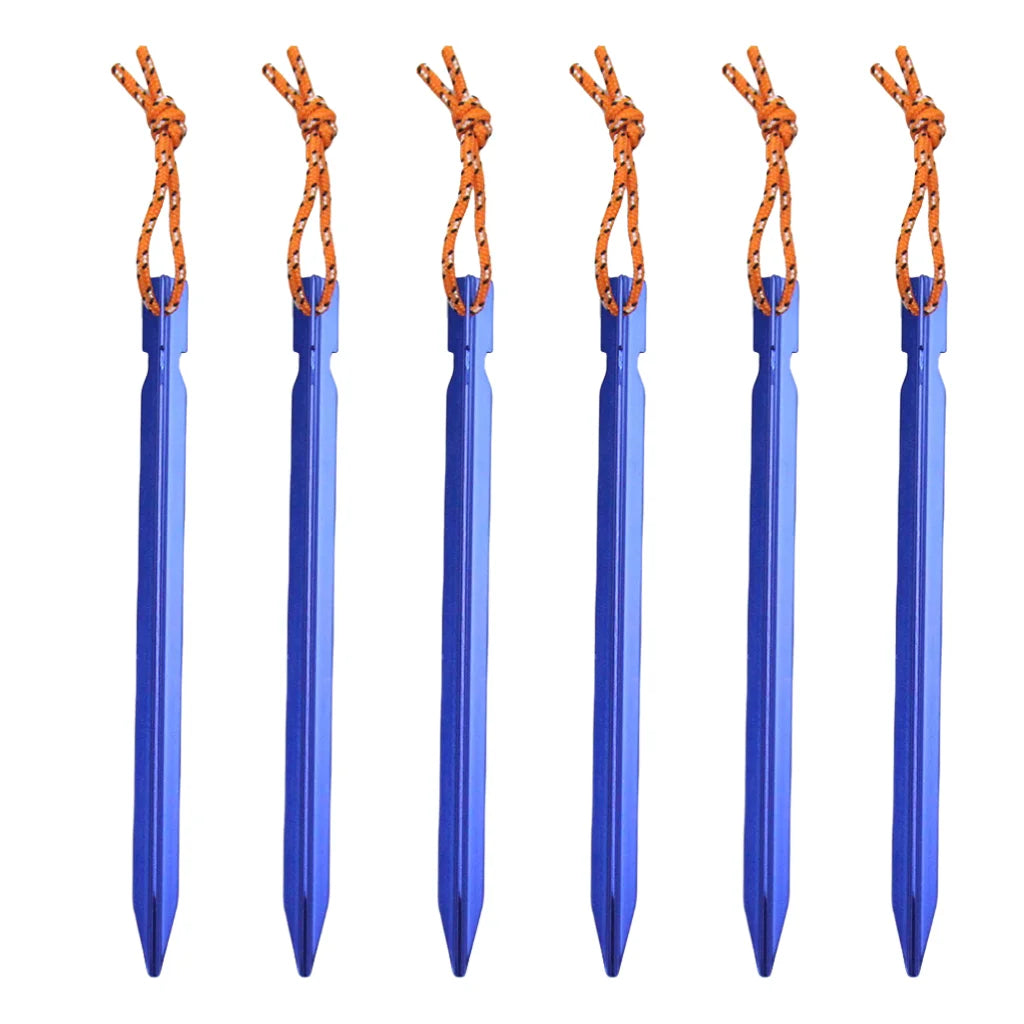 6Pcs Canopy Tent Pegs Aluminum Alloy Outdoor Garden Stakes Ground Nail With Cord For Camping Backpacking Hiking Tent Accessories