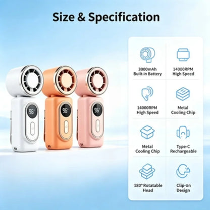 Portable Handheld Fan Mini Clip Fan Umbrella Holder Function Rotatable USB charging Compact Personal Cooling Fan Outdoor Camping