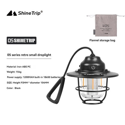 Shine Trip Outdoor Retro Smalldroplight, Campsite Lamp, Atmosphere Lamp, USB Charging Tent Light, LED Camping Hangling Lamp