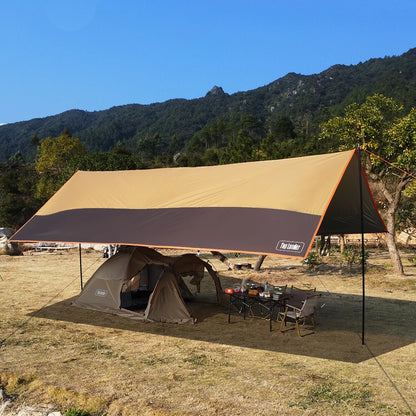 Top Lander Large Camping Waterproof Tarp Oxford 4X6 Outdoor Canopy Sun Shelter Tent Tourist Awning Shade for Multiple People
