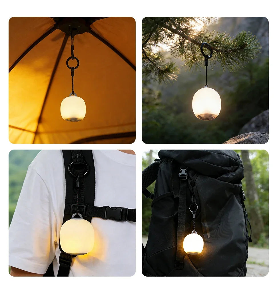 Mini Egg-Shaped Squeeze Silicone Camping Lantern, USB Rechargeable Portable LED Tent Lamp for Outdoor Picnic & Cozy Ambient Ligh