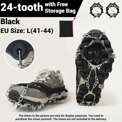 1 Pair Crampons 24 Teeth Anti-Skid 201 Stainless Steel Climbing Snow Walking Shoes Spike Grip Winter Outdoor Hiking Equipment