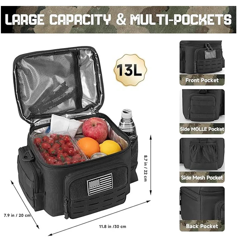 Tactical Thermal Cooler Bag Outdoor Heavy Duty Lunch Box Work Leakproof Insulated Durable Lunch Bag For Camping Picnic