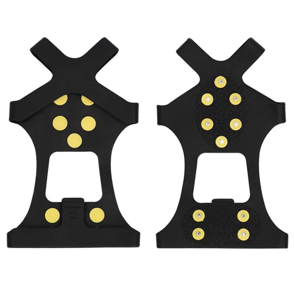 1Pair 10 Teeth Snow Ice Claw Climbing Anti-Slip Ice Grips Shoe Spikes Crampon Cleats Sport Shoes Cover for Walking Hiking Boots