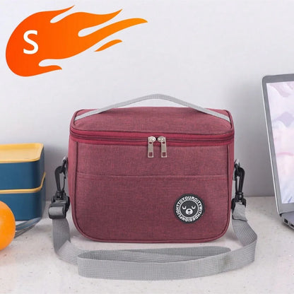 Capacity hand-held with shoulder strap insulated bag, lunch box bag, student thickened waterproof lunch bag。-zmt