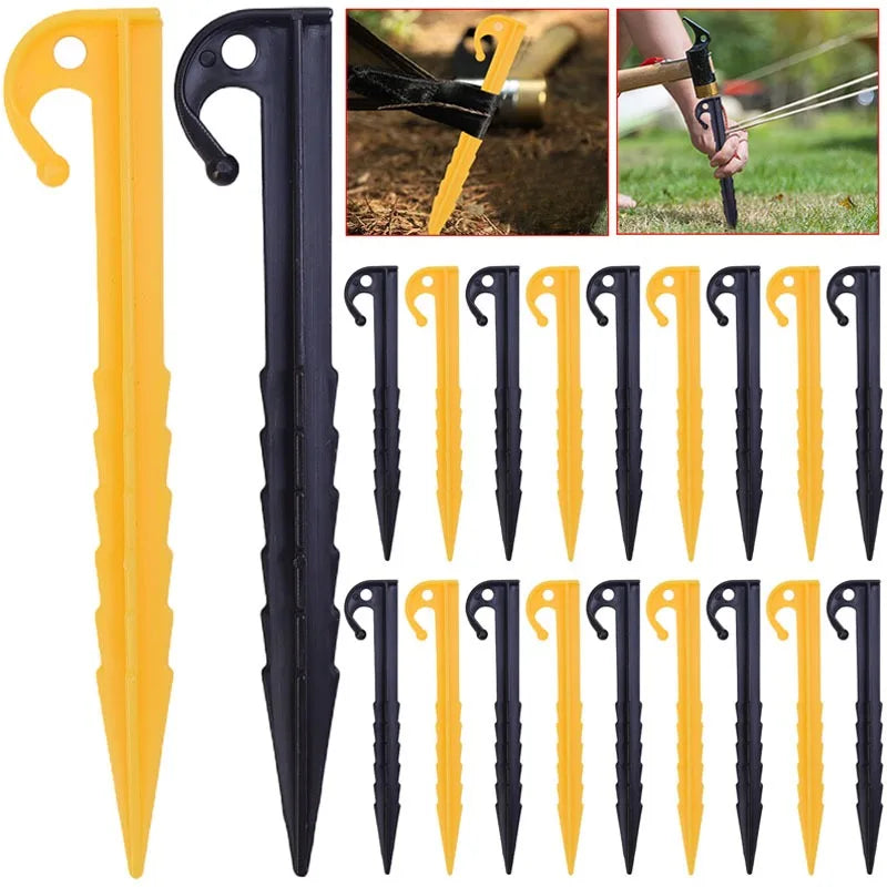 Outdoor Camping Tent Nails Sand Ground Triangular Stake Ground Awning Camping Tools Plastic Tent Pegs Nail Accessories 20/10pcs