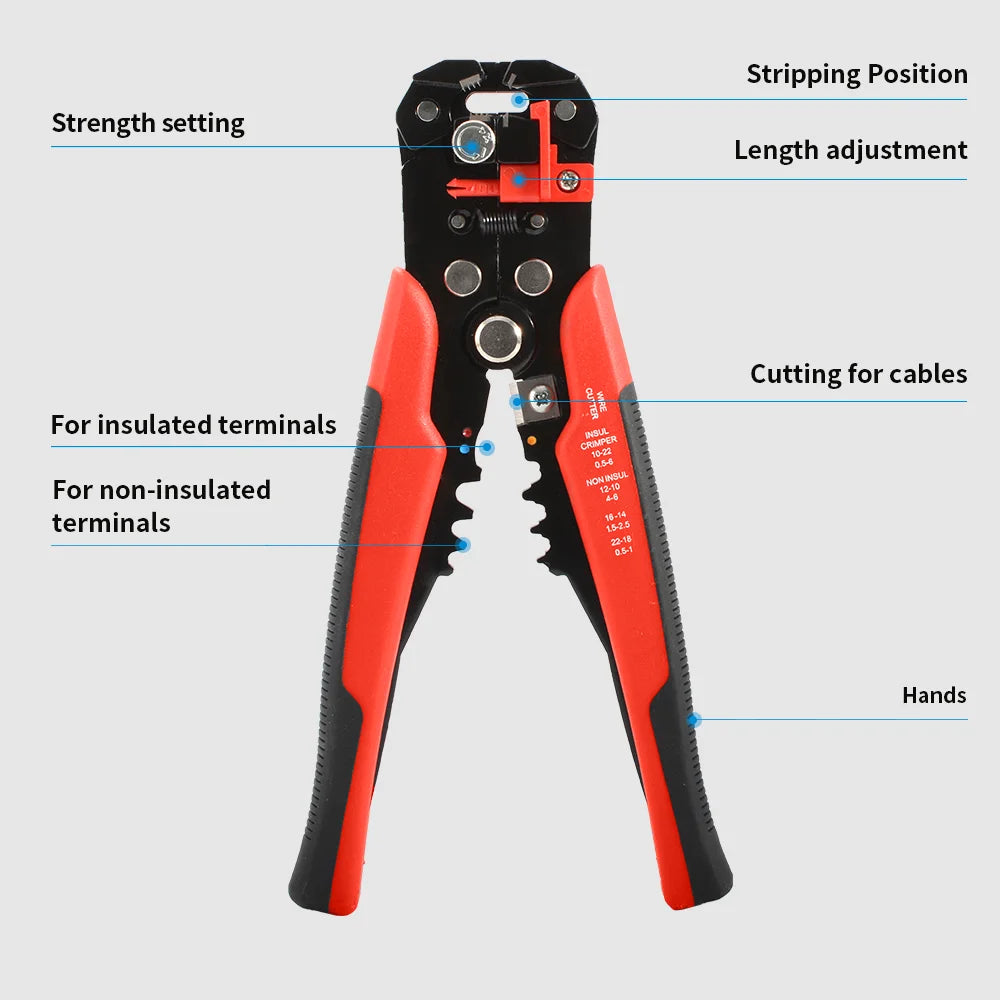 Wire Stripping Multifunctional Pliers AWG 24-10 Cable Cut Crimp Terminal Crimper Hand Tool for Electrician Wire Cutter