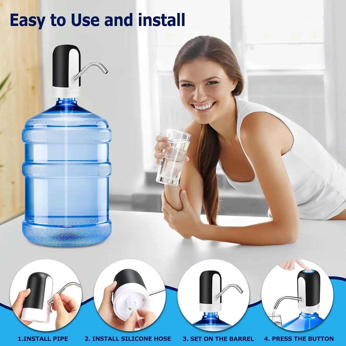 Automatic Water Bottle Pump USB Rechargeable Electric Water Dispenser Portable Universal Drink Water Pump for Office Home Campin