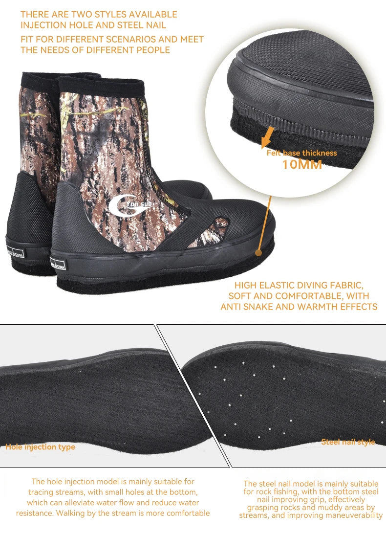 5mm Neoprene Felt Sole Wading Shoes